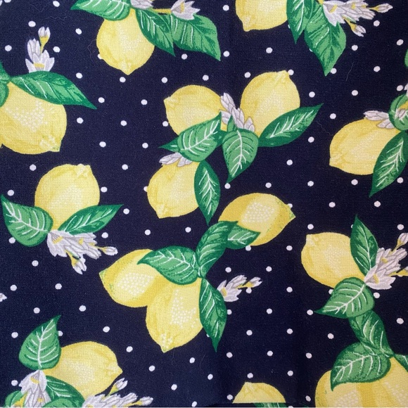 Talbots Navy Blue Lemon Pattern Skirt 16W Spring Summer Garden Girl Fruit - Picture 2 of 6